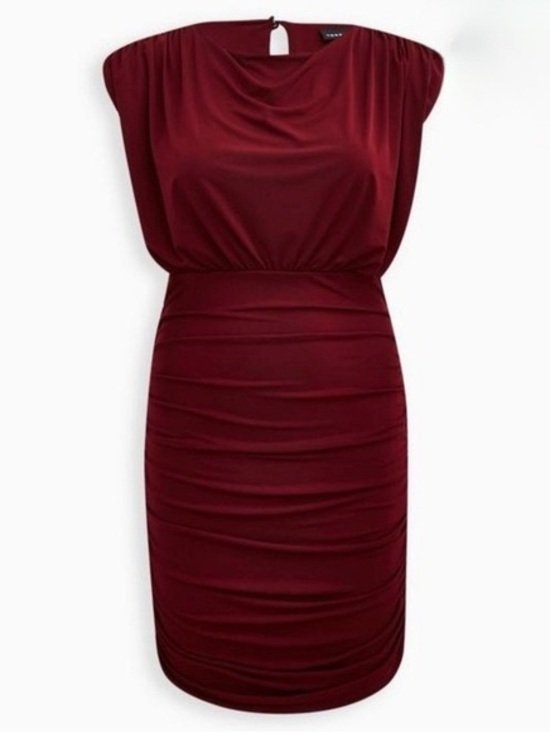 torrid Dresses & Skirts - Torrid Burgundy Ruched Bodycon Dress Cocktail Studio Knit Size 00 NWT